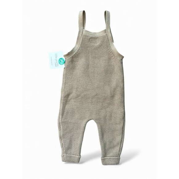 Little Planet By Carters Romper Overalls Baby 9m Beige Knit Organic Unisex - Picture 2 of 5